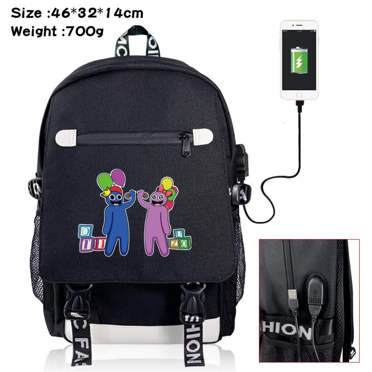 Rainbow friends Flip Data USB Backpack Cartoon Print Student Backpack 46X32X14CM 700G