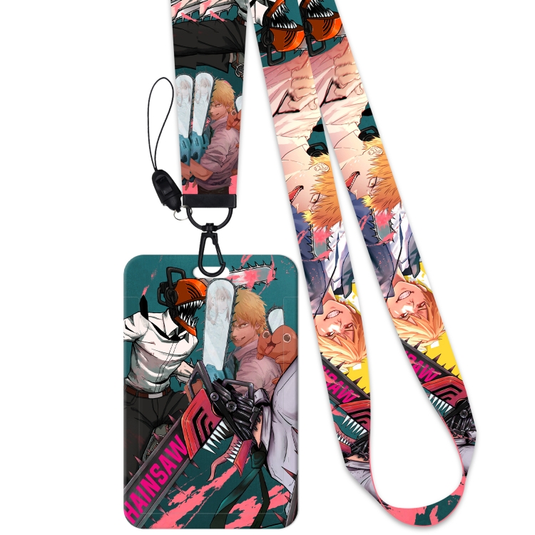 Chainsaw man Black Button Anime Long Strap + Card Sleeve 2-Piece Set 45cm price for 2 pcs