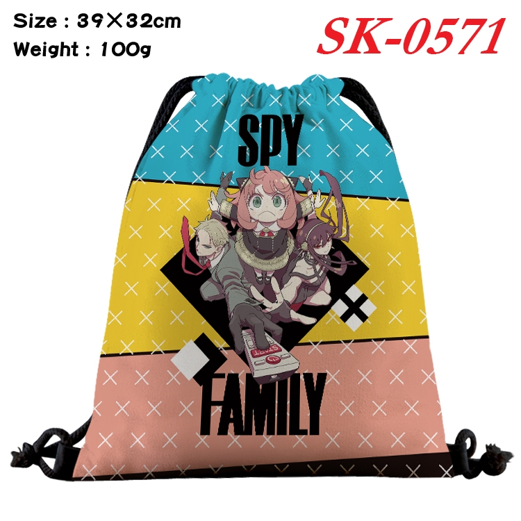 SPY×FAMILY cartoon Waterproof Nylon Full Color Drawstring Pocket 39x32cm SK-0571A