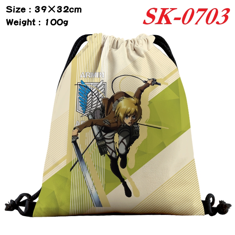 Shingeki no Kyojin cartoon Waterproof Nylon Full Color Drawstring Pocket 39x32cm SK-0703A
