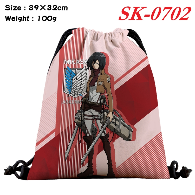 Shingeki no Kyojin cartoon Waterproof Nylon Full Color Drawstring Pocket 39x32cm SK-0702A