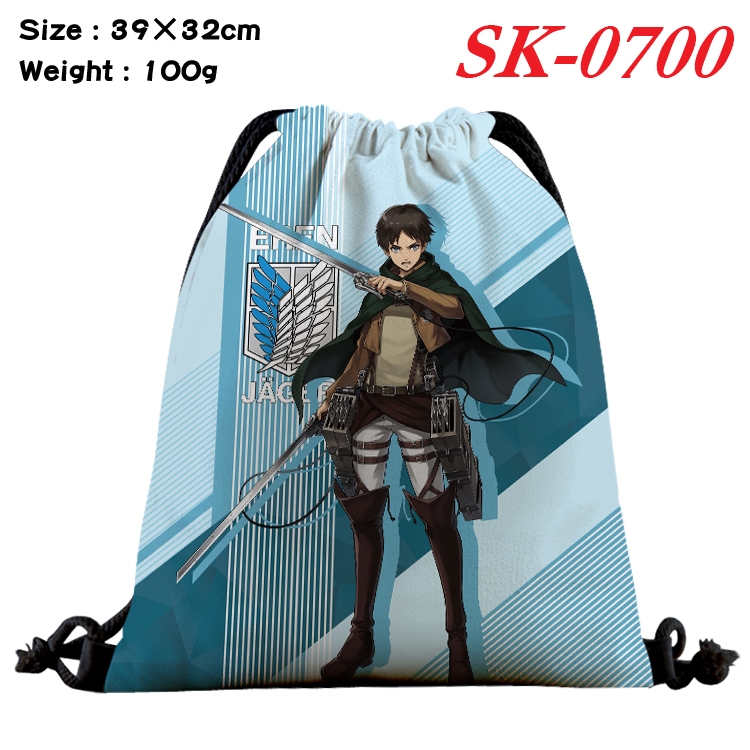 Shingeki no Kyojin cartoon Waterproof Nylon Full Color Drawstring Pocket 39x32cm SK-0700A