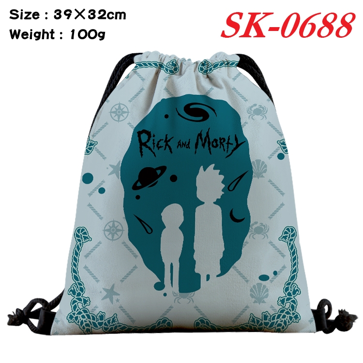 Rick and Morty Anime perimeter waterproof nylon full color bundle pocket 39x32cm  SK-0688A