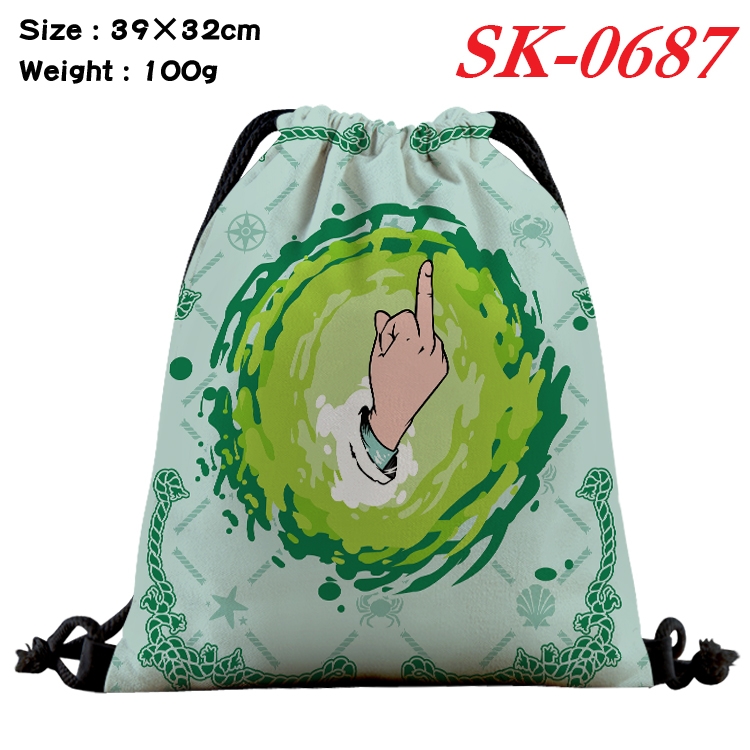 Rick and Morty Anime perimeter waterproof nylon full color bundle pocket 39x32cm  SK-0687A