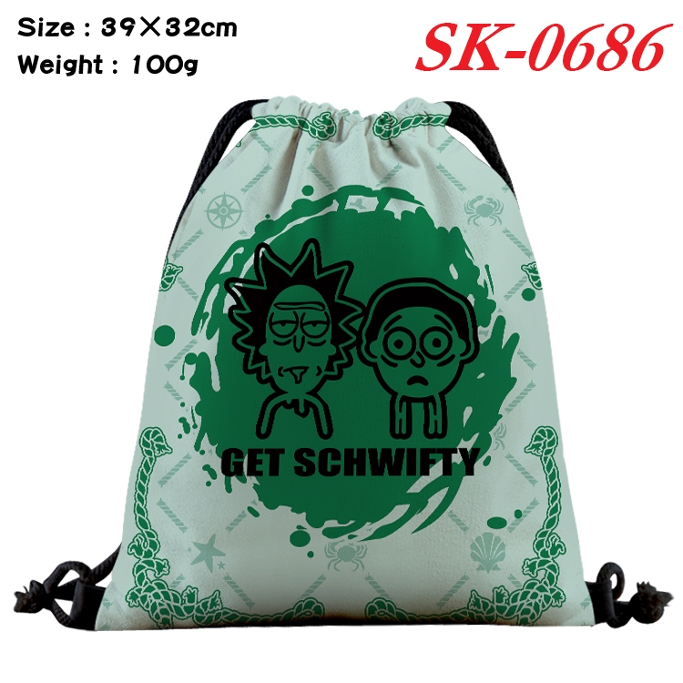 Rick and Morty Anime perimeter waterproof nylon full color bundle pocket 39x32cm SK-0686A