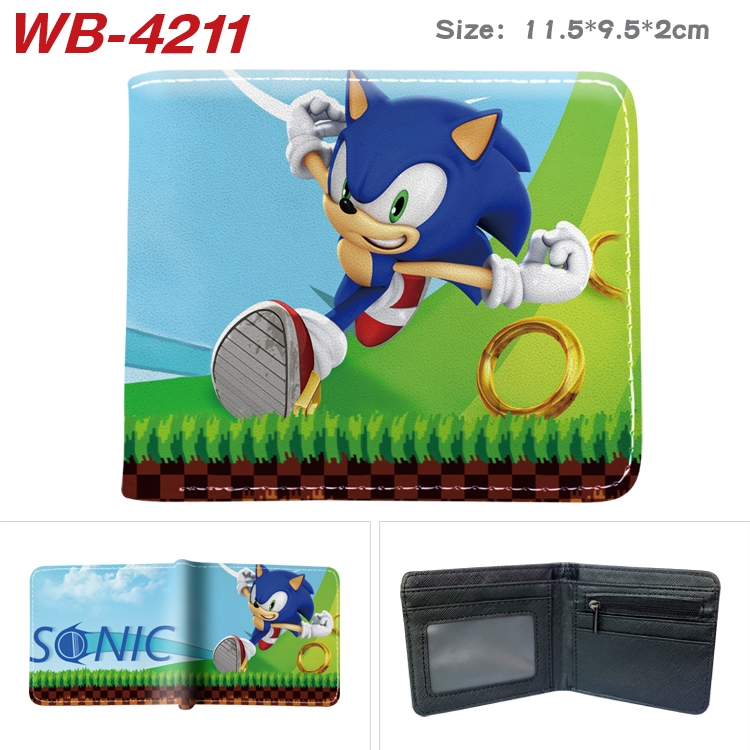 Sonic The Hedgehog Animation color PU leather folding wallet 11.5X9X2CM WB-4211A