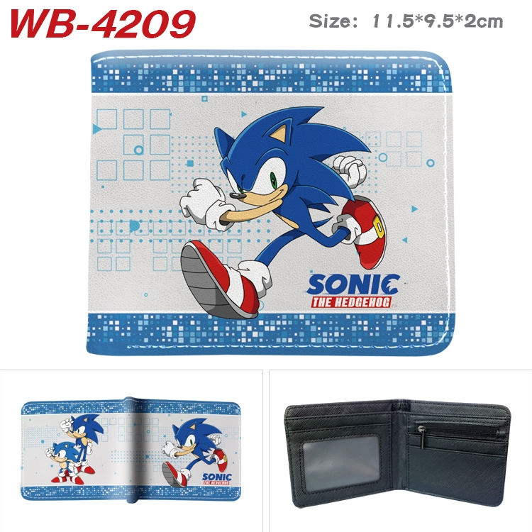 Sonic The Hedgehog Animation color PU leather folding wallet 11.5X9X2CM WB-4209A