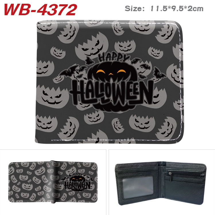 Halloween color PU leather folding wallet 11.5X9X2CM WB-4372A