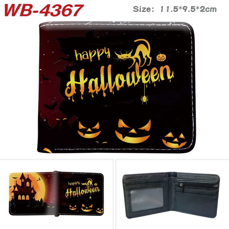 Halloween color PU leather folding wallet 11.5X9X2CM WB-4367A