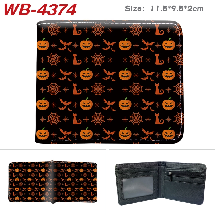 Halloween color PU leather folding wallet 11.5X9X2CM WB-4374A