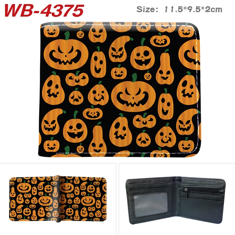 Halloween color PU leather folding wallet 11.5X9X2CM WB-4375A