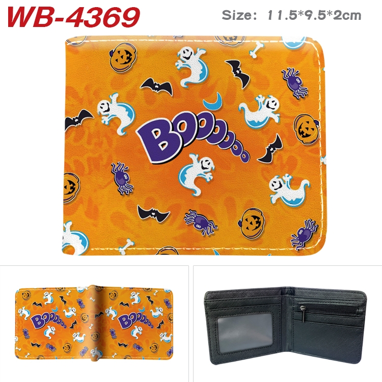 Halloween color PU leather folding wallet 11.5X9X2CM WB-4369A