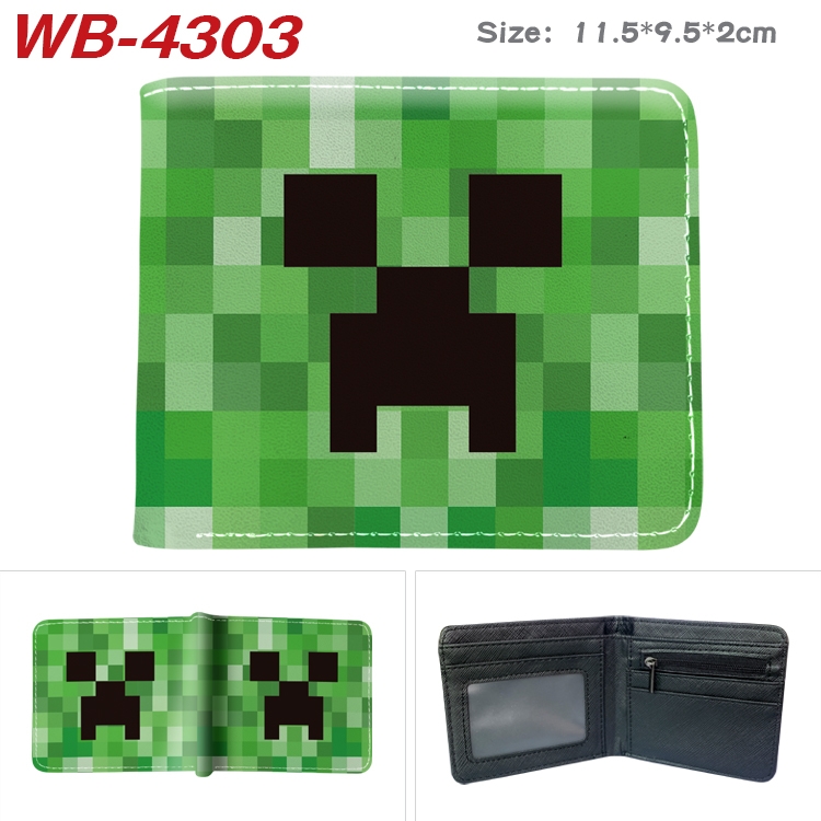 Minecraft Animation color PU leather folding wallet 11.5X9X2CM WB-4303A
