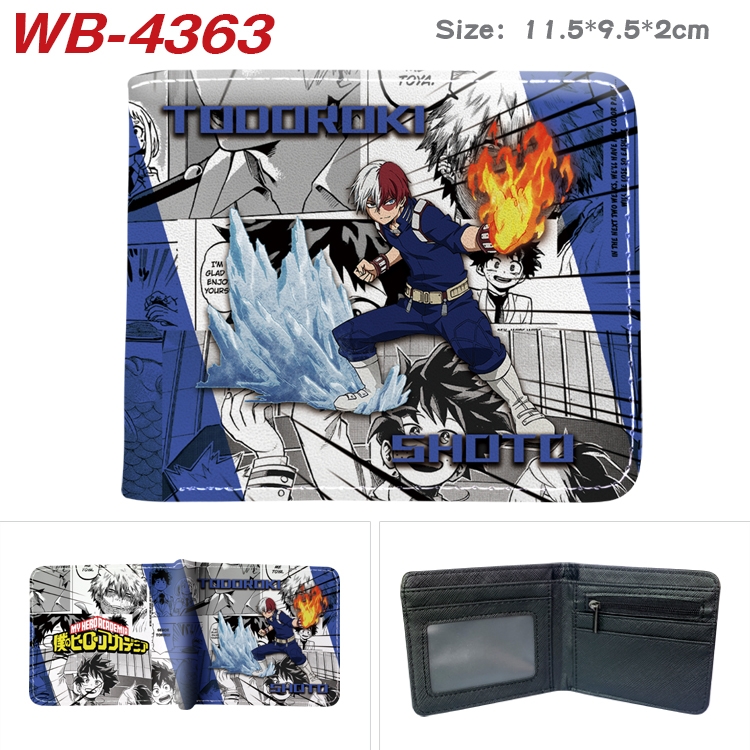 My Hero Academia Animation color PU leather folding wallet 11.5X9X2CM WB-4363A