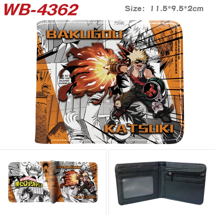 My Hero Academia Animation color PU leather folding wallet 11.5X9X2CM WB-4362A