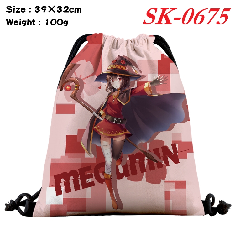 Blessings for a better world Anime perimeter waterproof nylon full color bundle pocket 39x32cm 100g