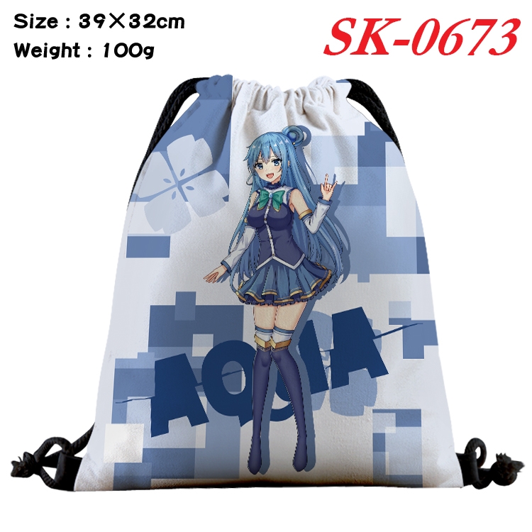 Blessings for a better world Anime perimeter waterproof nylon full color bundle pocket 39x32cm 100g