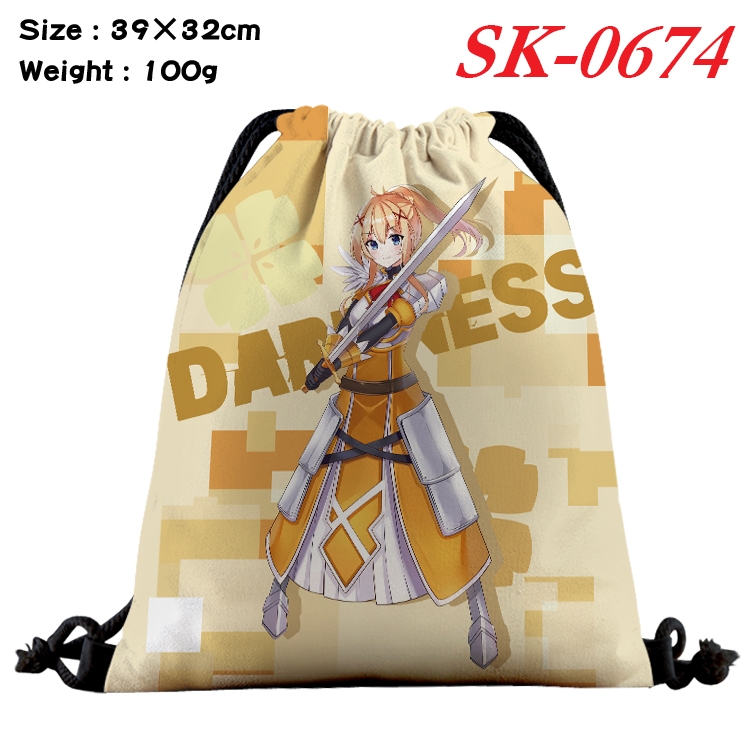 Blessings for a better world Anime perimeter waterproof nylon full color bundle pocket 39x32cm 100g