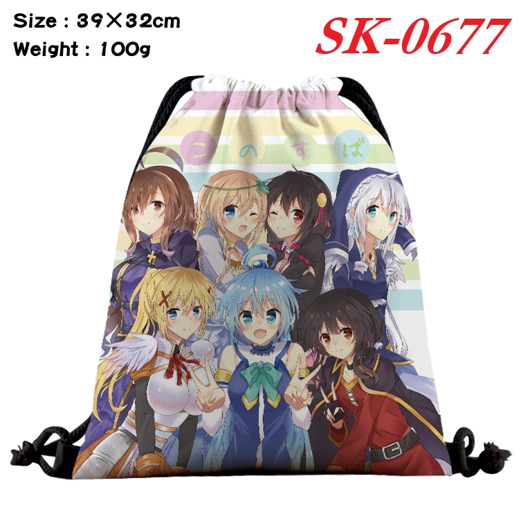 Blessings for a better world Anime perimeter waterproof nylon full color bundle pocket 39x32cm 100g