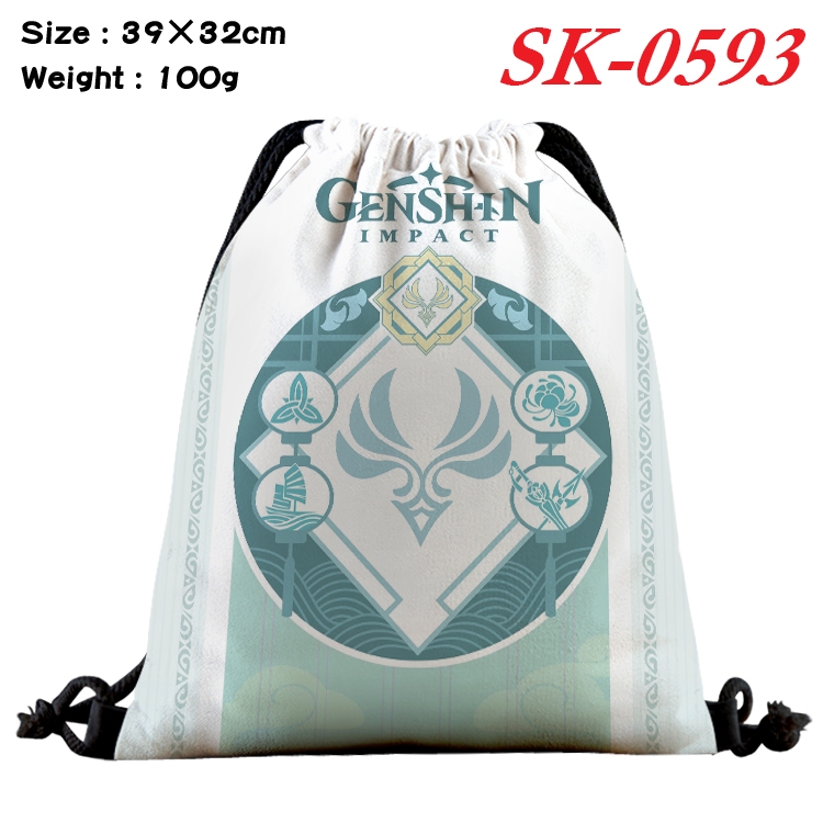 Genshin Impact Anime perimeter waterproof nylon full color bundle pocket 39x32cm SK-0593A