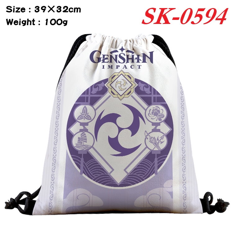 Genshin Impact Anime perimeter waterproof nylon full color bundle pocket 39x32cm SK-0594A