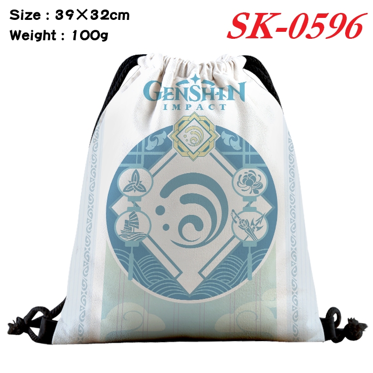 Genshin Impact Anime perimeter waterproof nylon full color bundle pocket 39x32cm SK-0596A