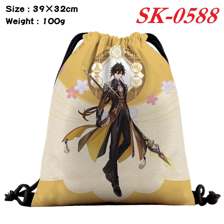 Genshin Impact Anime perimeter waterproof nylon full color bundle pocket 39x32cm SK-0588A