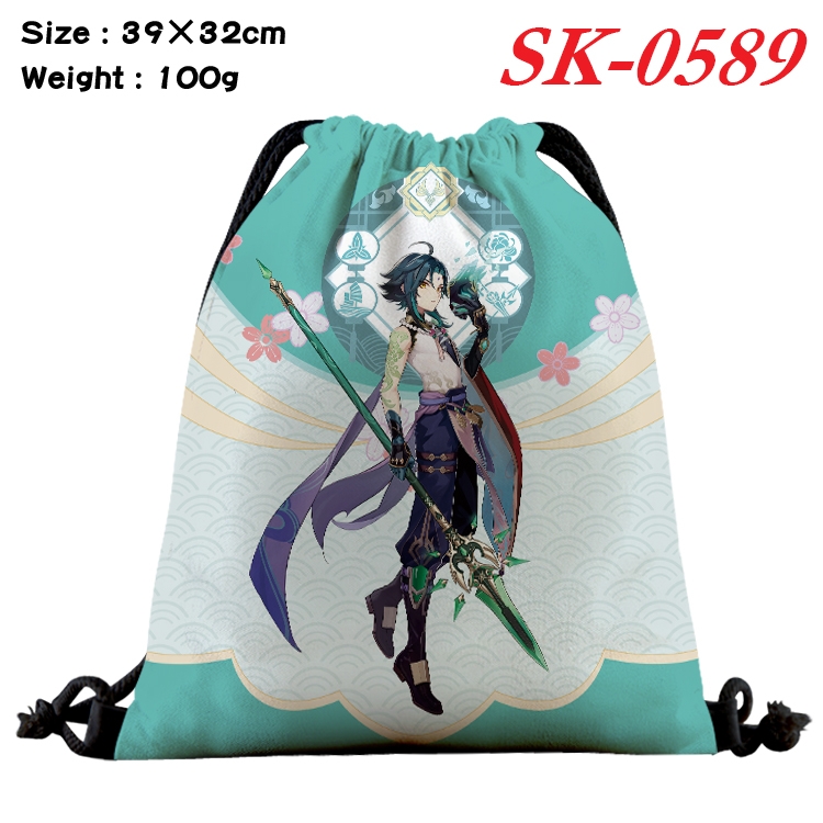 Genshin Impact Anime perimeter waterproof nylon full color bundle pocket 39x32cm SK-0589A