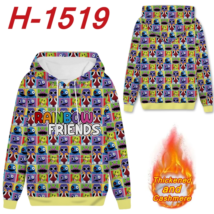 Rainbow friends Anime plus velvet padded pullover hooded sweater from S to 4XL H-1519