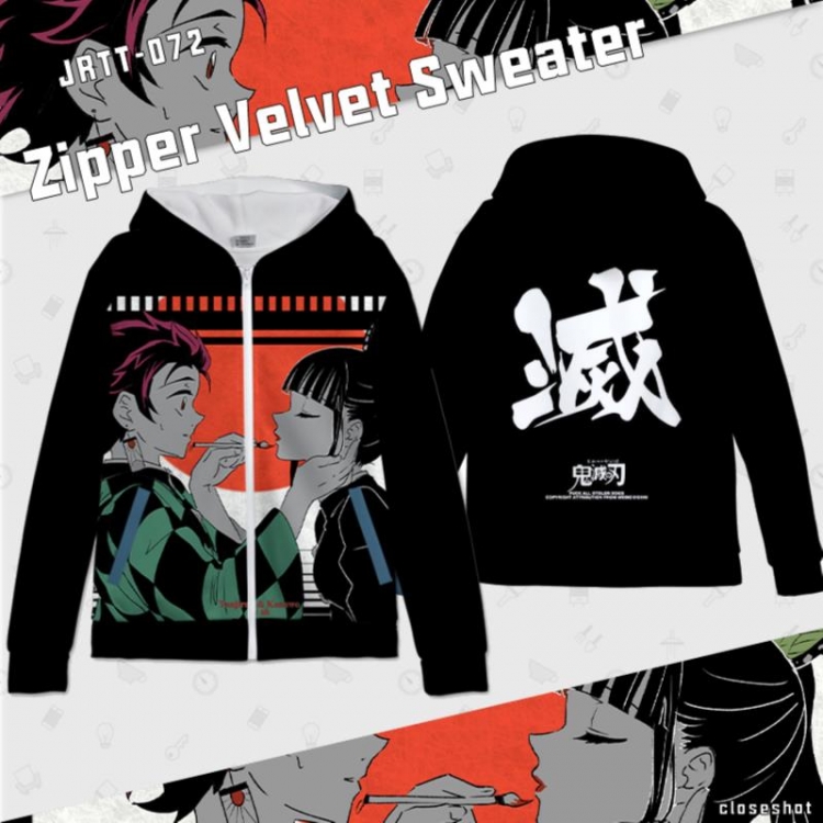 Demon Slayer Kimets Anime full-color plush zipper sweater from S to 3XL JRTT072