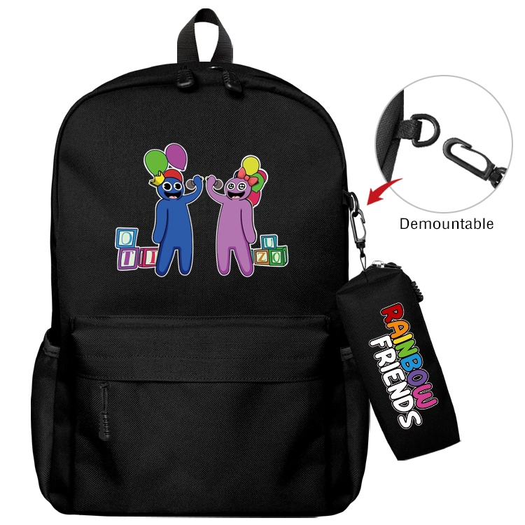 Rainbow friends Animation backpack schoolbag+small pen bag set mother and child schoolbag 43X35X12CM