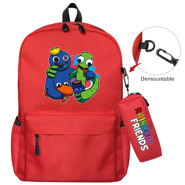 Rainbow friends Animation backpack schoolbag+small pen bag set mother and child schoolbag 43X35X12CM