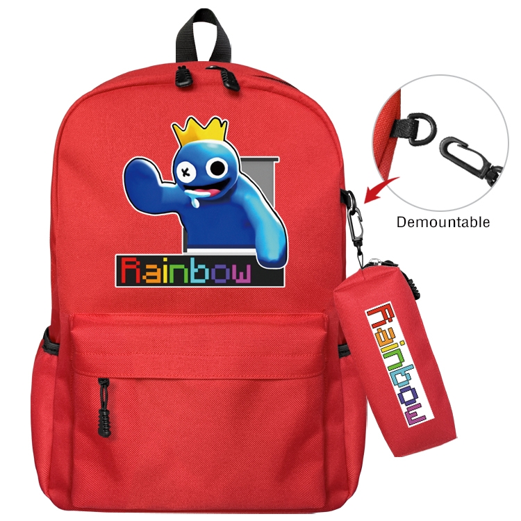 Rainbow friends Animation backpack schoolbag+small pen bag set mother and child schoolbag 43X35X12CM