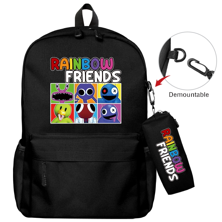 Rainbow friends Animation backpack schoolbag+small pen bag set mother and child schoolbag 43X35X12CM