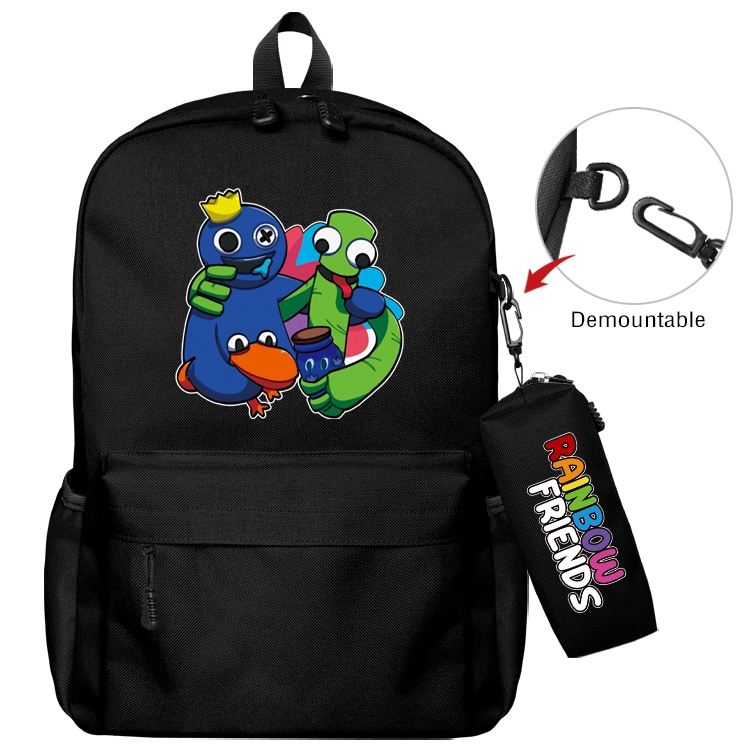 Rainbow friends Animation backpack schoolbag+small pen bag set mother and child schoolbag 43X35X12CM