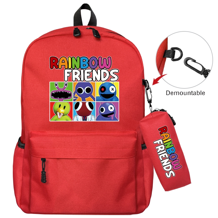 Rainbow friends Animation backpack schoolbag+small pen bag set mother and child schoolbag 43X35X12CM