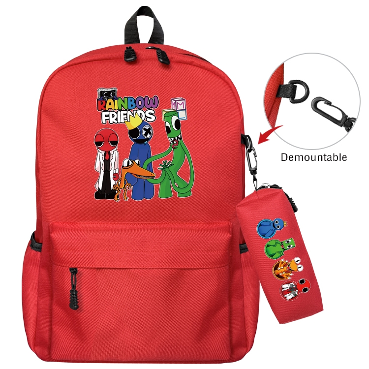 Rainbow friends Animation backpack schoolbag small pen bag set mother and child schoolbag 43X35X12CM