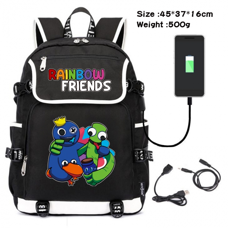 Rainbow friends Anime Flip Data Cable Backpack School Bag 45X37X16CM