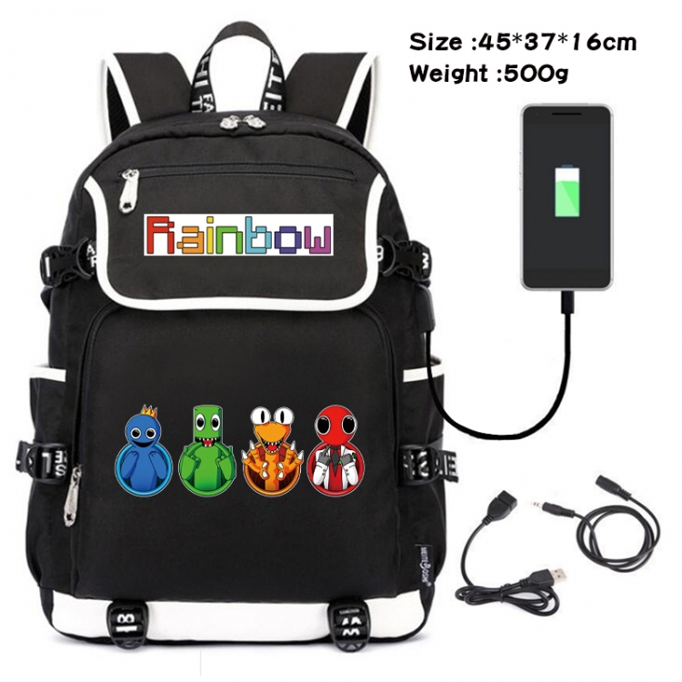 Rainbow friends Anime Flip Data Cable Backpack School Bag 45X37X16CM