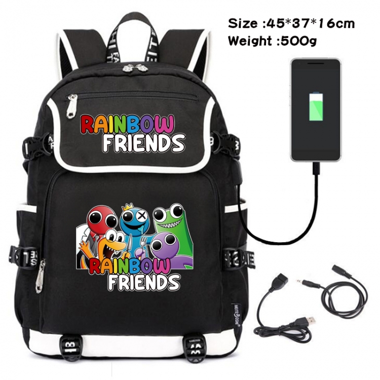 Rainbow friends Anime Flip Data Cable Backpack School Bag 45X37X16CM