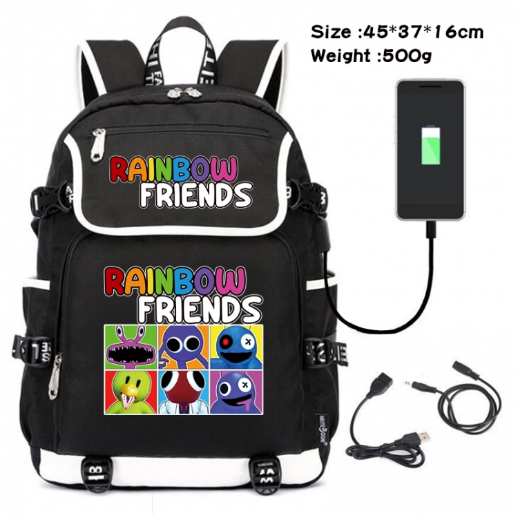 Rainbow friends Anime Flip Data Cable Backpack School Bag 45X37X16CM