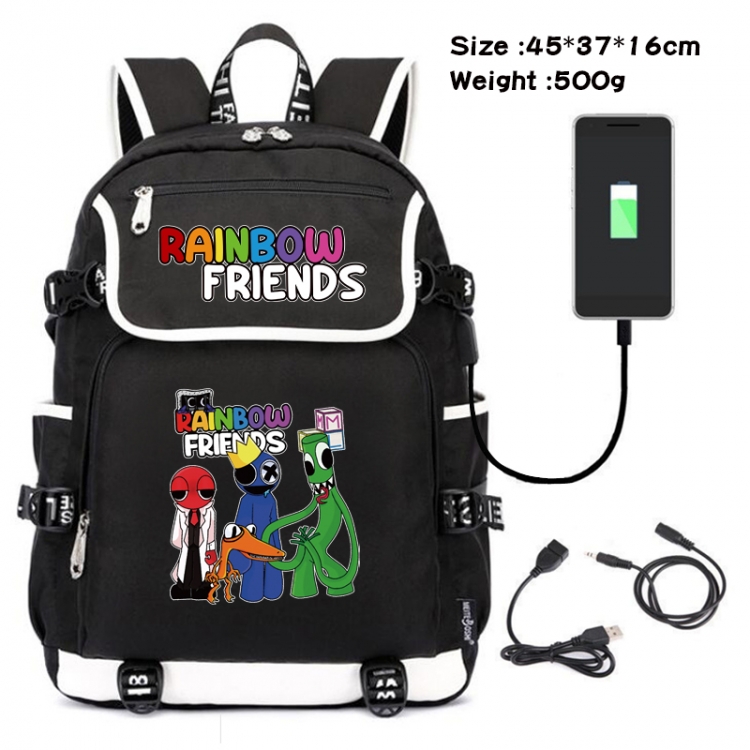 Rainbow friends Anime Flip Data Cable Backpack School Bag 45X37X16CM