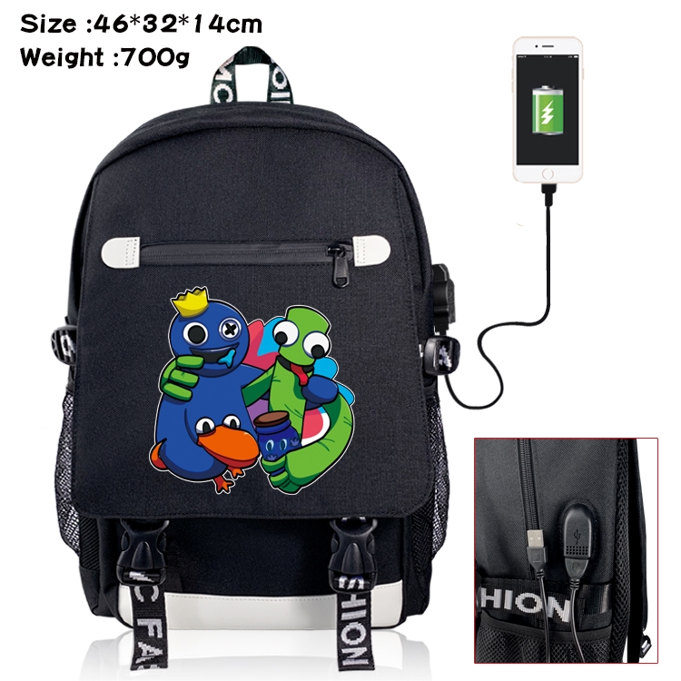 Rainbow friends Flip Data USB Backpack Cartoon Print Student Backpack 46X32X14CM 700G