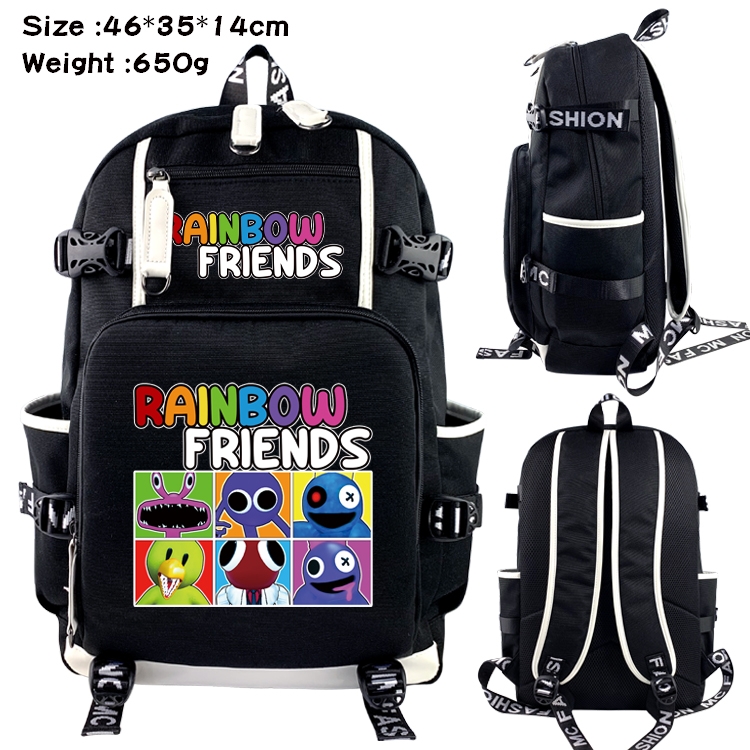 Rainbow friends Data around the game USB backpack cartoon printed student backpack 46X35X14CM 650G