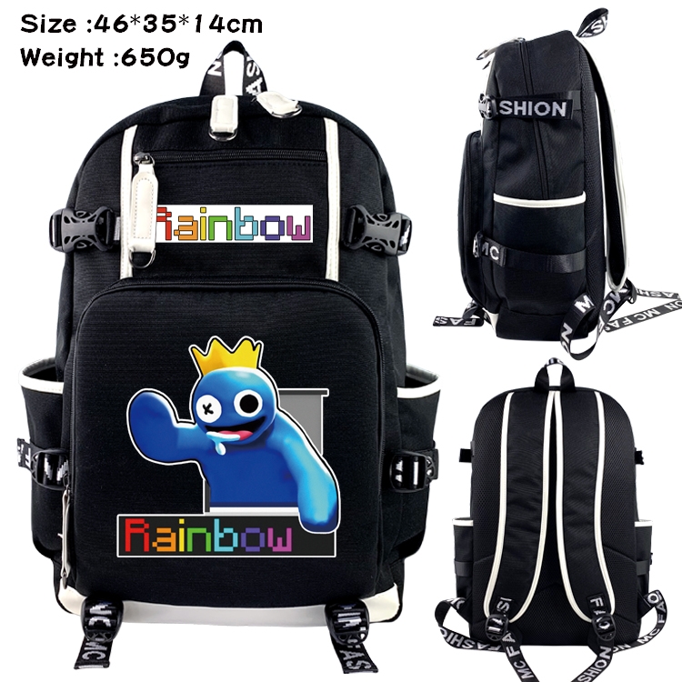 Rainbow friends Data around the game USB backpack cartoon printed student backpack 46X35X14CM 650G