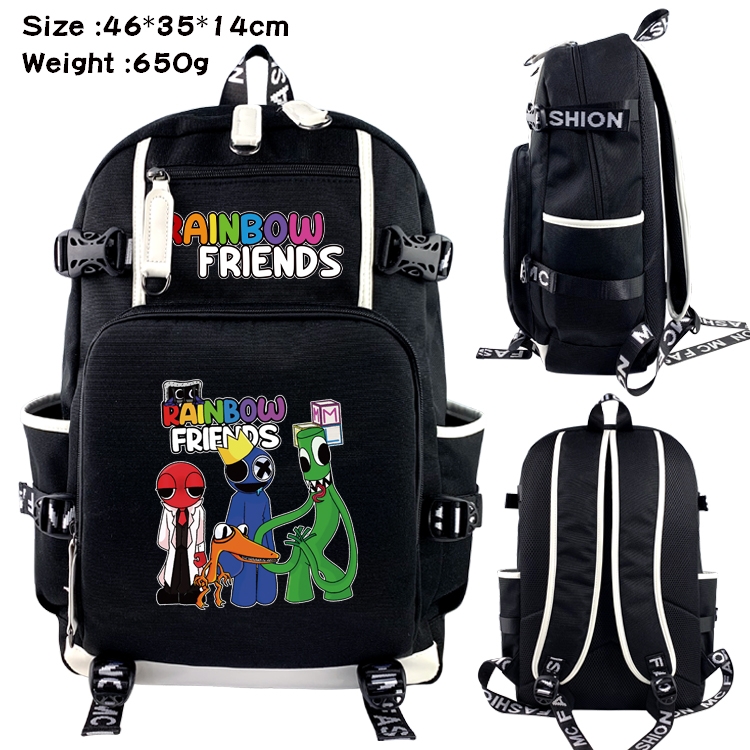 Rainbow friends Data around the game USB backpack cartoon printed student backpack 46X35X14CM 650G