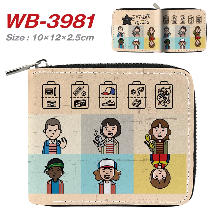 Stranger Things Anime Full Color Short All Inclusive Zipper Wallet 10x12x2.5cm WB-3981A