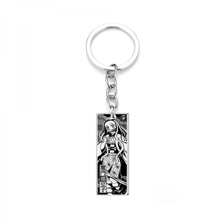 Demon Slayer Kimets Stainless steel laser pendant key chain price for 5 pcs OPP bag packaging