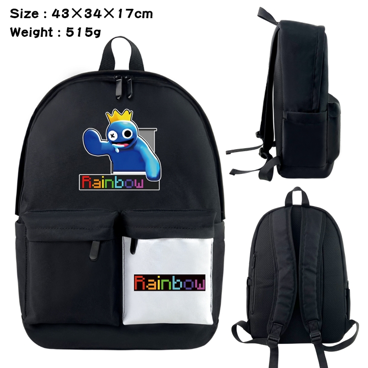 Rainbow friends Anime black and white classic waterproof canvas backpack 43X34X17CM