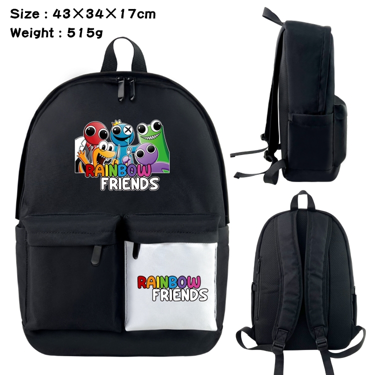 Rainbow friends Anime black and white classic waterproof canvas backpack 43X34X17CM